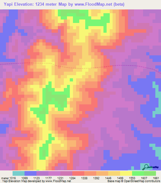 Yapi,Bolivia Elevation Map