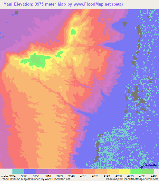 Yani,Bolivia Elevation Map