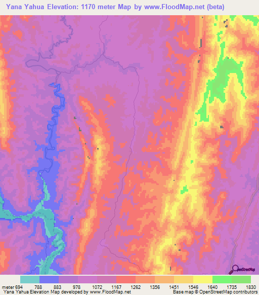 Yana Yahua,Bolivia Elevation Map