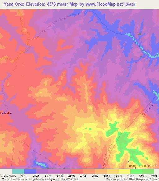Yana Orko,Bolivia Elevation Map