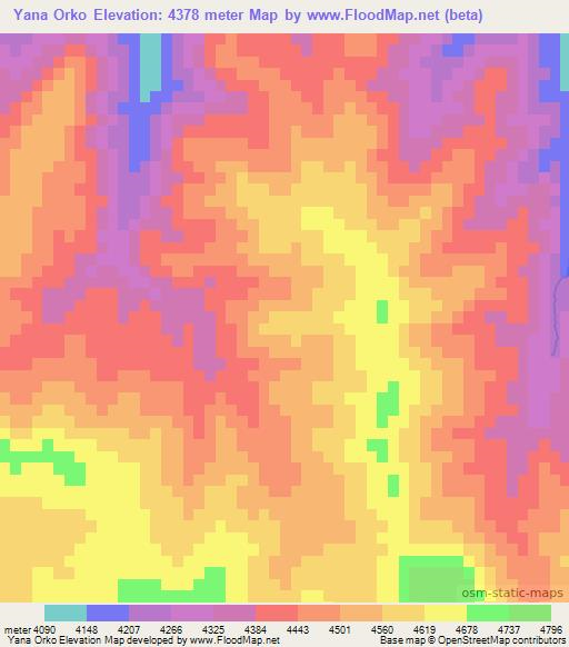 Yana Orko,Bolivia Elevation Map