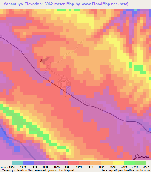 Yanamuyo,Bolivia Elevation Map