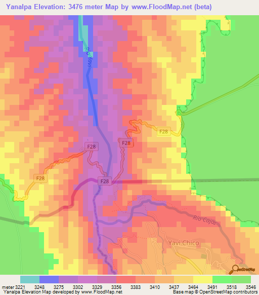 Yanalpa,Bolivia Elevation Map