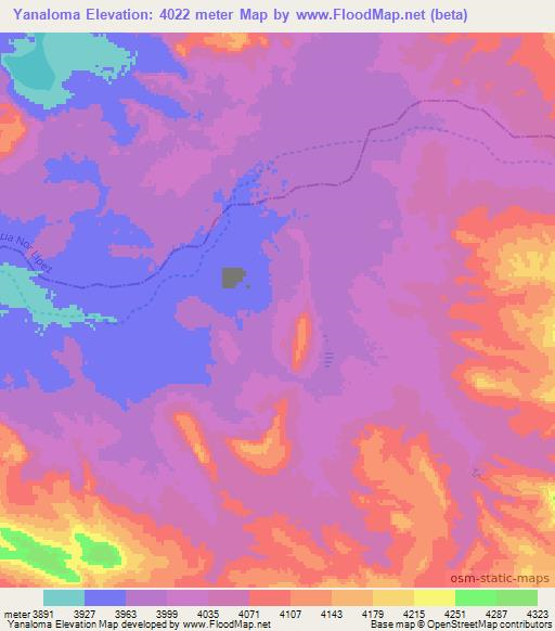 Yanaloma,Bolivia Elevation Map