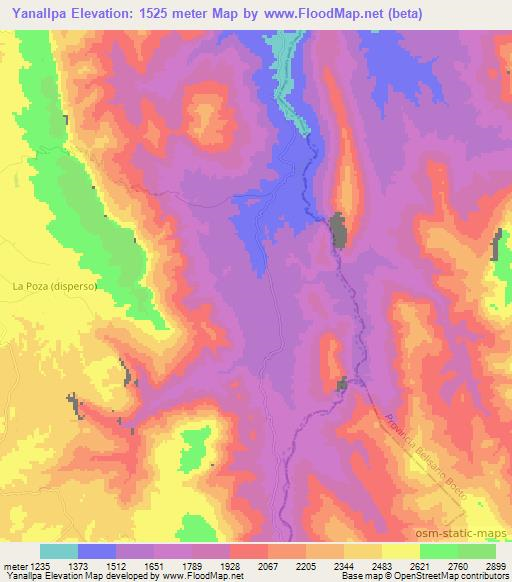 Yanallpa,Bolivia Elevation Map