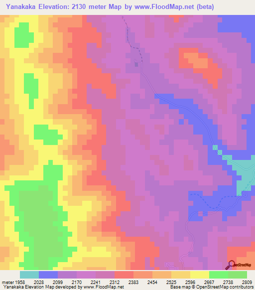 Yanakaka,Bolivia Elevation Map