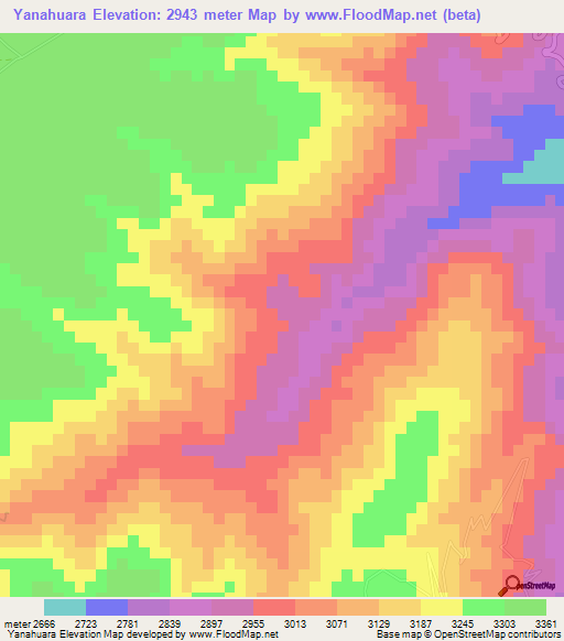 Yanahuara,Bolivia Elevation Map