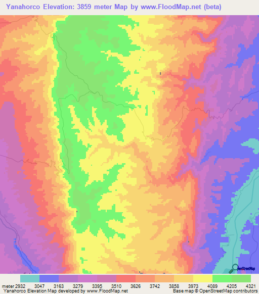 Yanahorco,Bolivia Elevation Map
