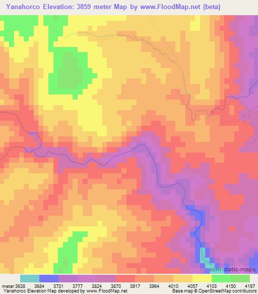 Yanahorco,Bolivia Elevation Map