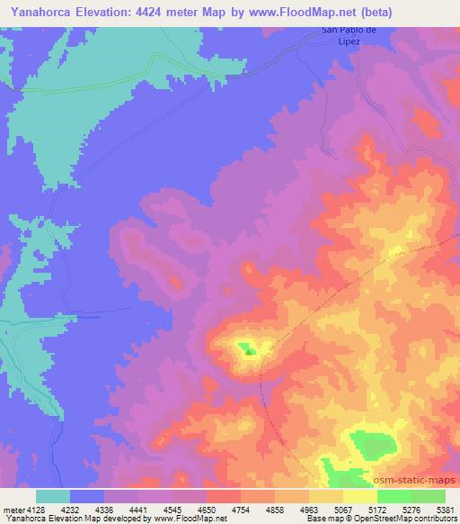 Yanahorca,Bolivia Elevation Map