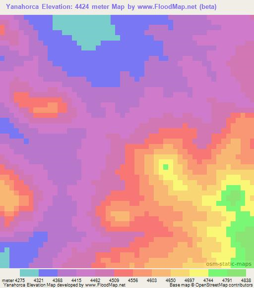 Yanahorca,Bolivia Elevation Map