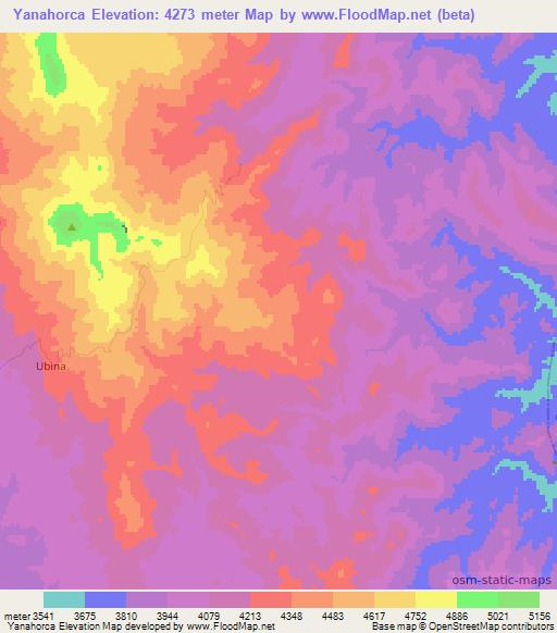 Yanahorca,Bolivia Elevation Map