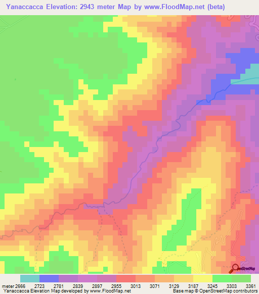 Yanaccacca,Bolivia Elevation Map