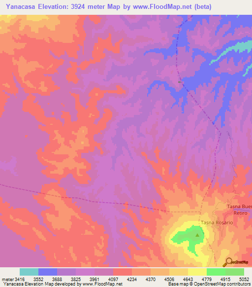 Yanacasa,Bolivia Elevation Map