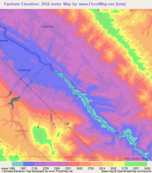 Yambata,Bolivia Elevation Map