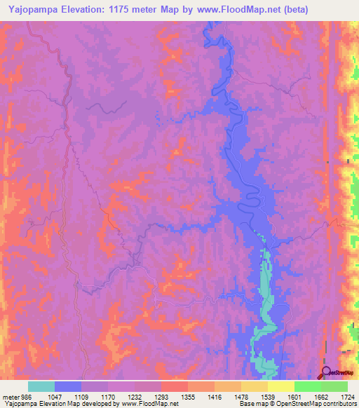 Yajopampa,Bolivia Elevation Map