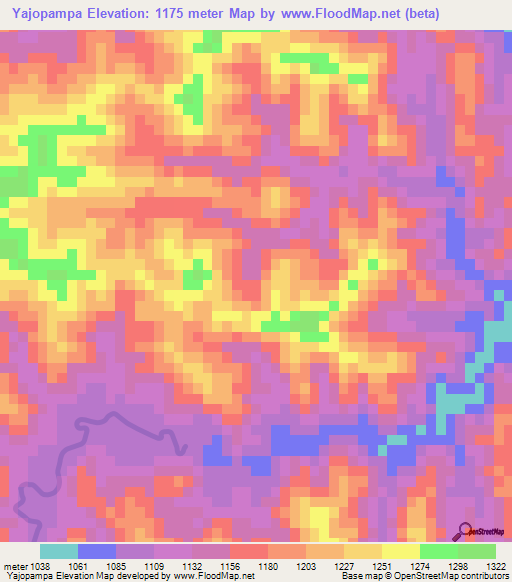 Yajopampa,Bolivia Elevation Map