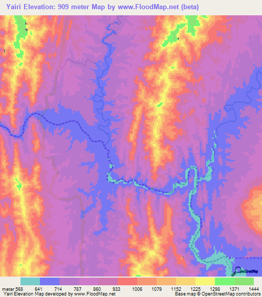 Yairi,Bolivia Elevation Map