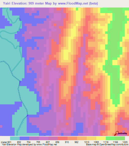 Yairi,Bolivia Elevation Map