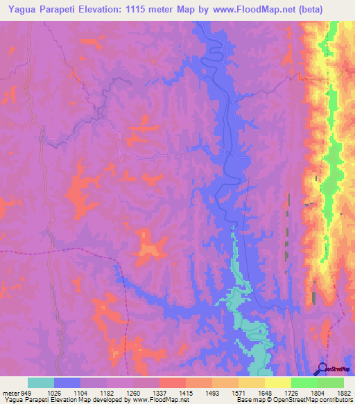 Yagua Parapeti,Bolivia Elevation Map