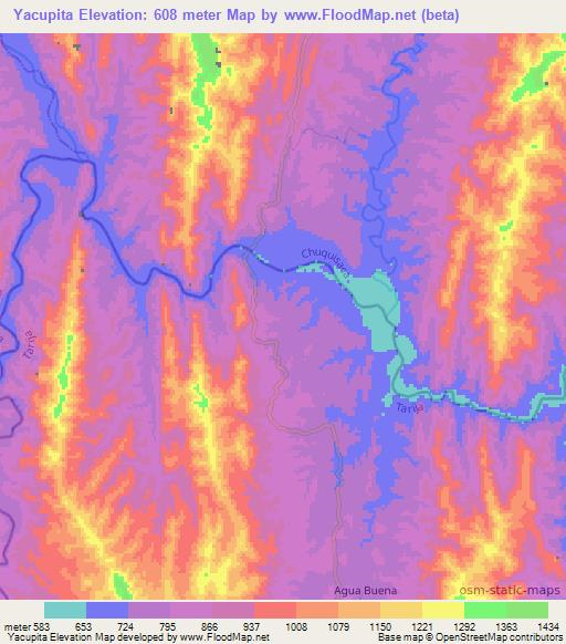 Yacupita,Bolivia Elevation Map