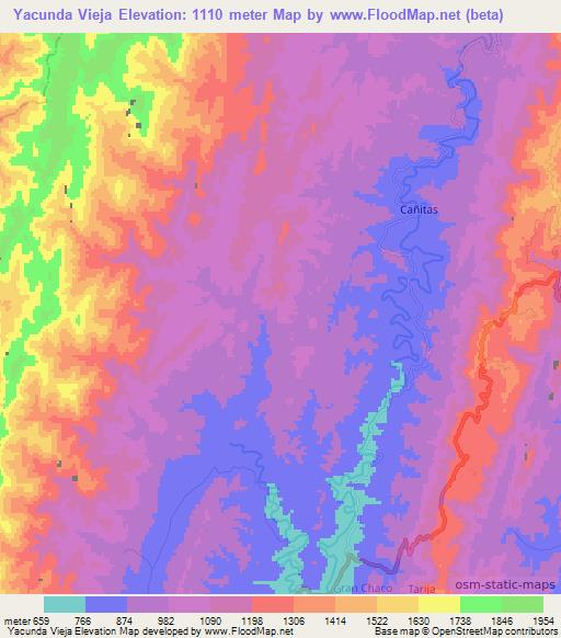 Yacunda Vieja,Bolivia Elevation Map