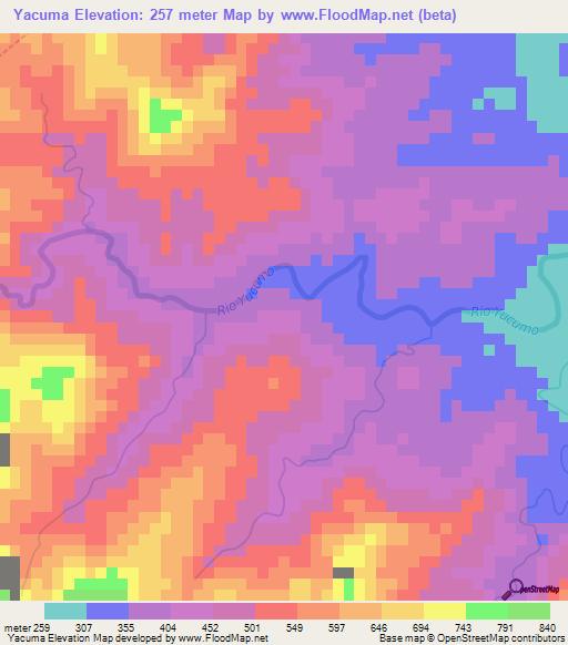 Yacuma,Bolivia Elevation Map