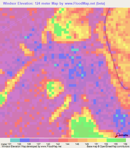 Windsor,Bolivia Elevation Map