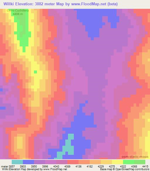 Willki,Bolivia Elevation Map