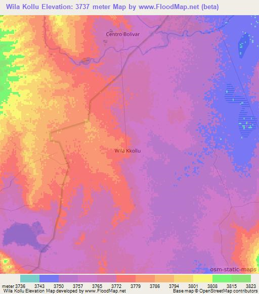 Wila Kollu,Bolivia Elevation Map