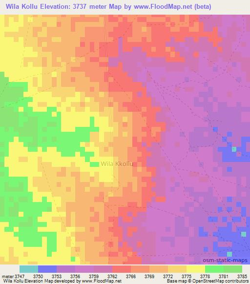 Wila Kollu,Bolivia Elevation Map
