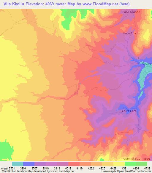 Vila Kkollu,Bolivia Elevation Map