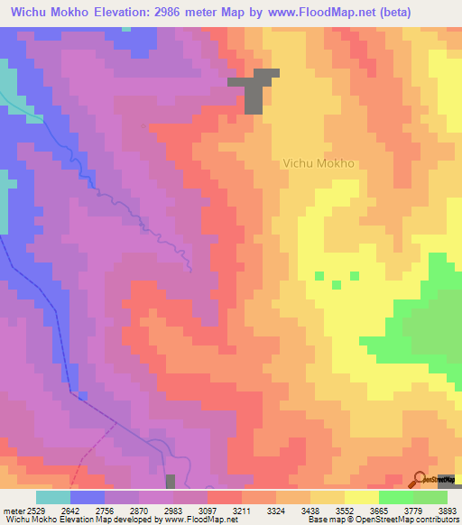 Wichu Mokho,Bolivia Elevation Map