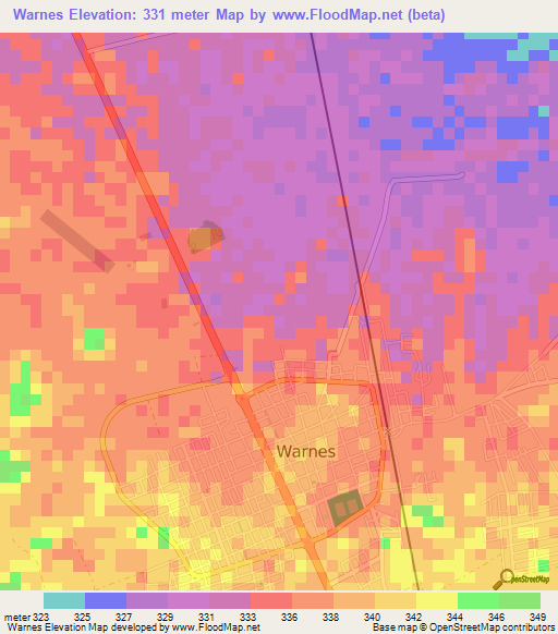 Warnes,Bolivia Elevation Map