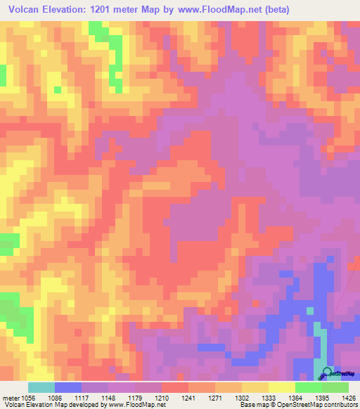 Volcan,Bolivia Elevation Map