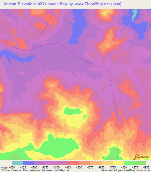 Volcan,Bolivia Elevation Map