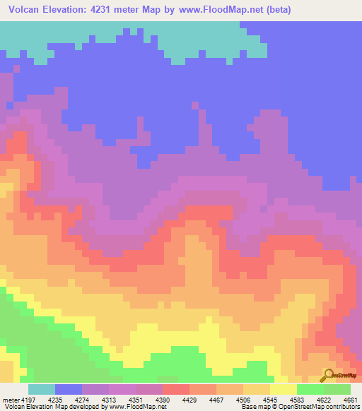 Volcan,Bolivia Elevation Map