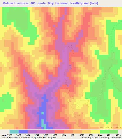 Volcan,Bolivia Elevation Map