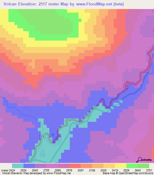 Volcan,Bolivia Elevation Map