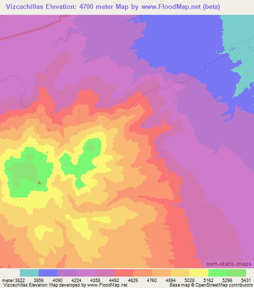 Vizcachillas,Bolivia Elevation Map