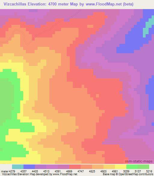 Vizcachillas,Bolivia Elevation Map