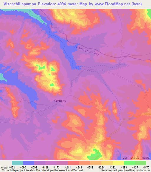 Vizcachillapampa,Bolivia Elevation Map