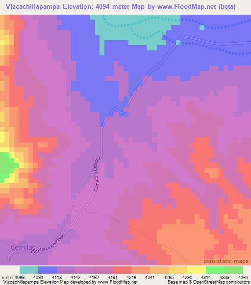 Vizcachillapampa,Bolivia Elevation Map