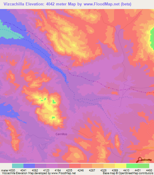 Vizcachilla,Bolivia Elevation Map