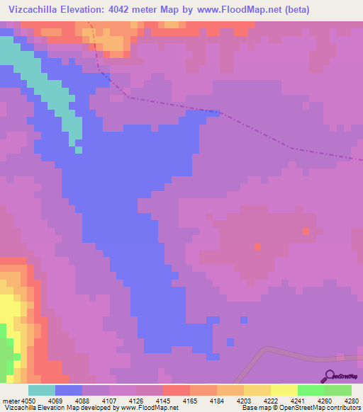 Vizcachilla,Bolivia Elevation Map