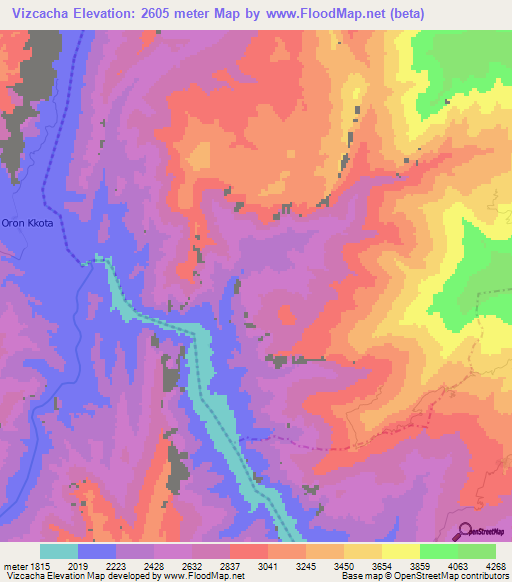 Vizcacha,Bolivia Elevation Map