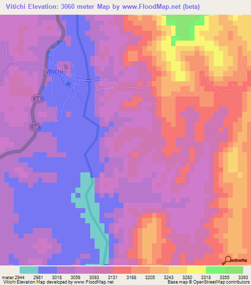 Vitichi,Bolivia Elevation Map