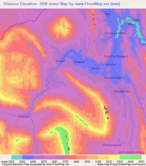 Visisoca,Bolivia Elevation Map