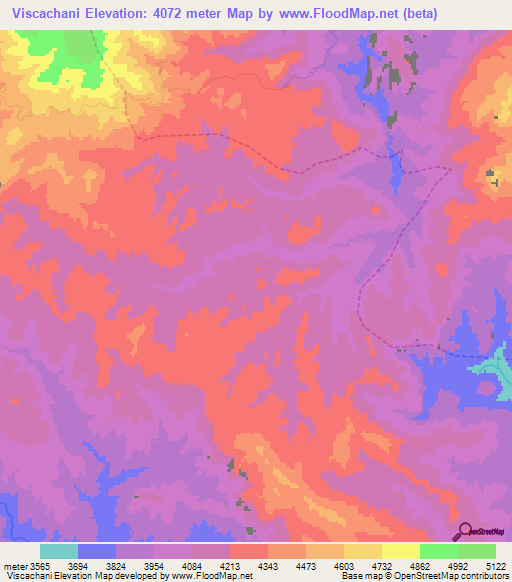 Viscachani,Bolivia Elevation Map