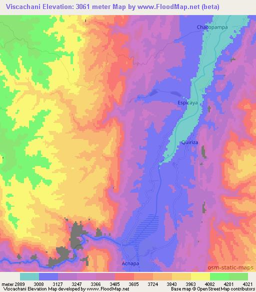 Viscachani,Bolivia Elevation Map
